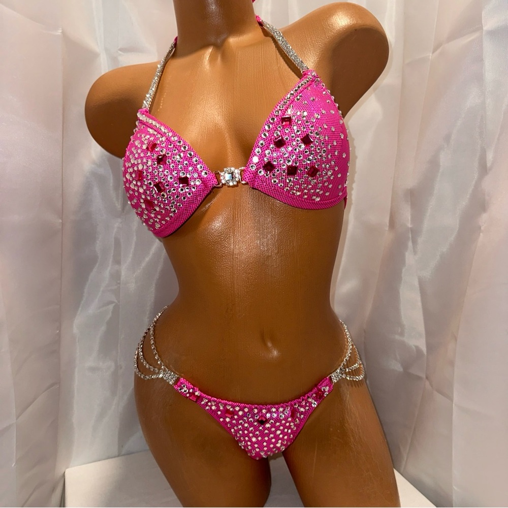 Npc competition bikini, hot pink suit pro cut handmade  32 B cup small